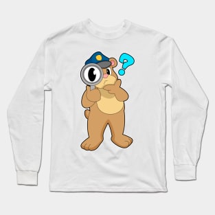 Bear Police officer Magnifying glass Long Sleeve T-Shirt